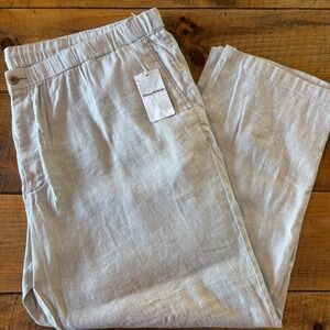 NEW Tommy Bahama Mens Linen Cotton Beige Elastic Waistband Beach Pants 5XLB